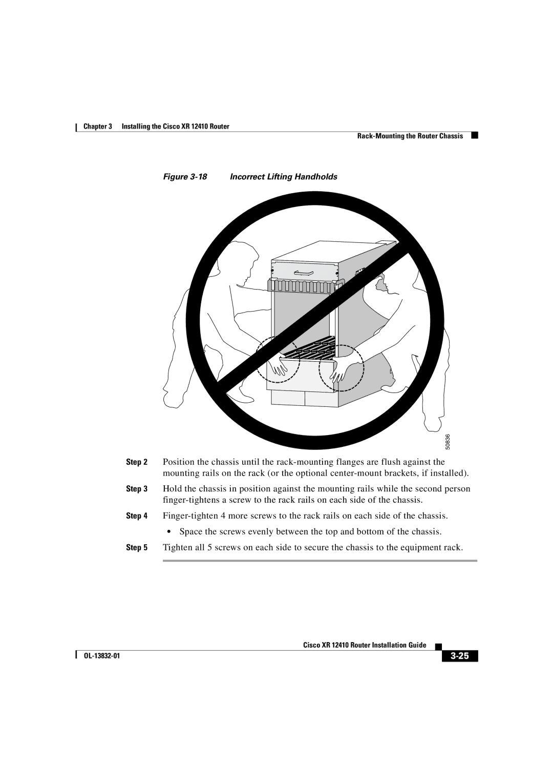 Cisco Systems XR 12410 manual Incorrect Lifting Handholds 