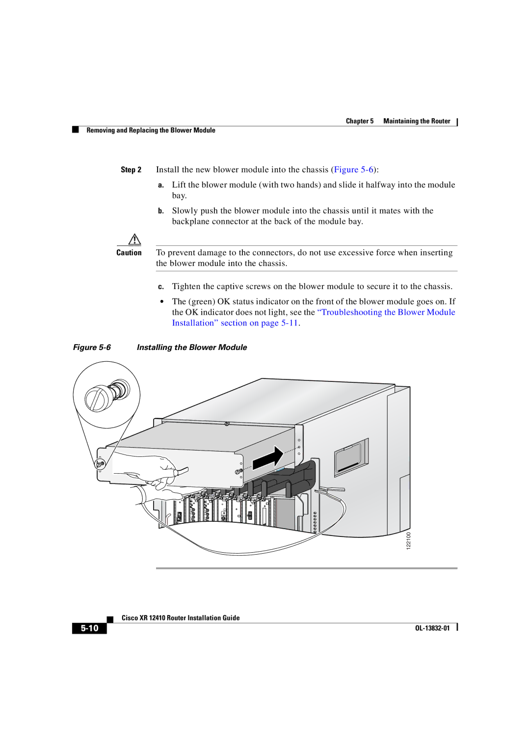 Cisco Systems XR 12410 manual Installing the Blower Module 