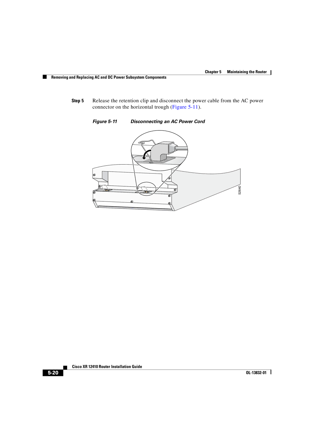 Cisco Systems XR 12410 manual Disconnecting an AC Power Cord 