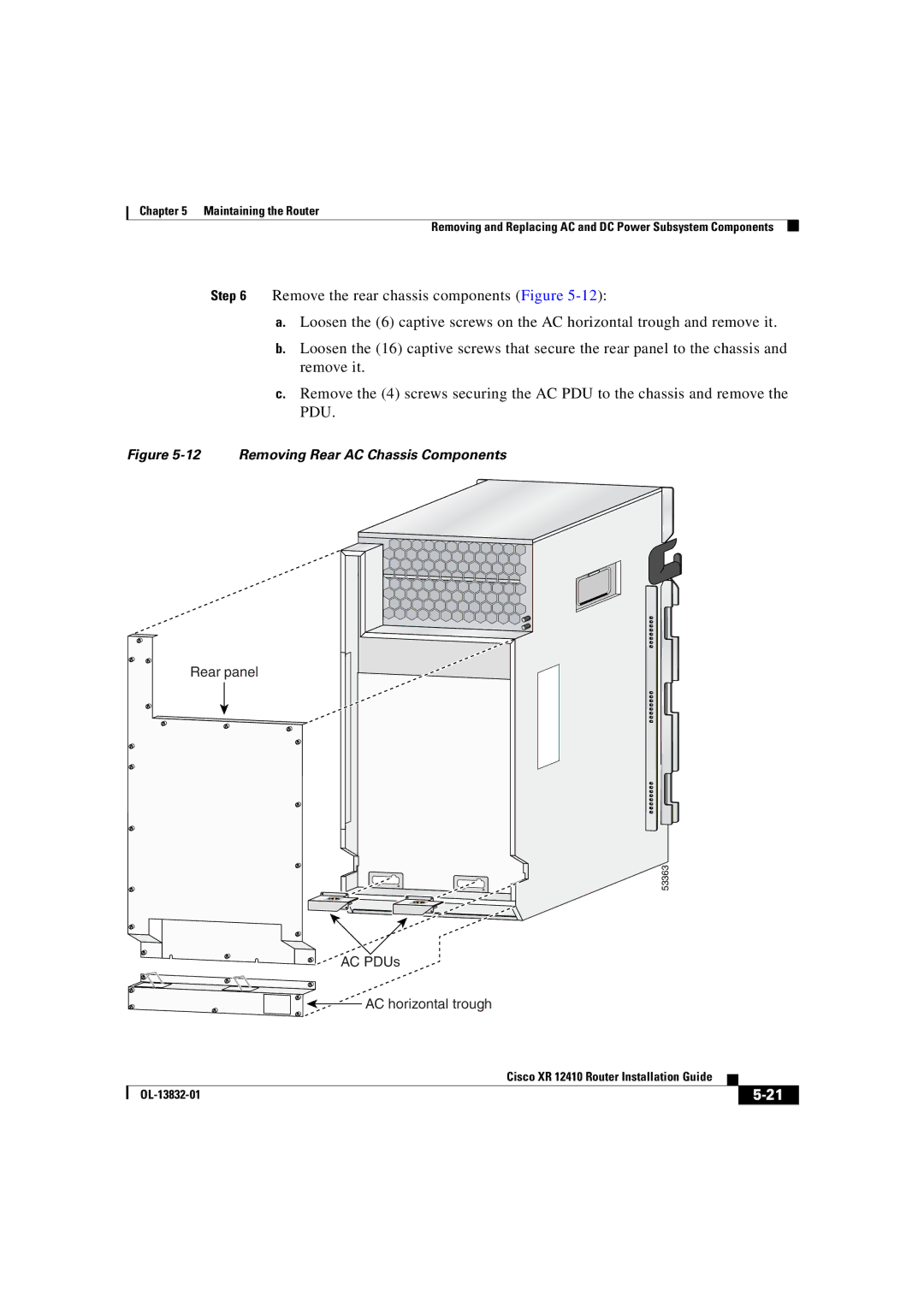 Cisco Systems XR 12410 manual Removing Rear AC Chassis Components 