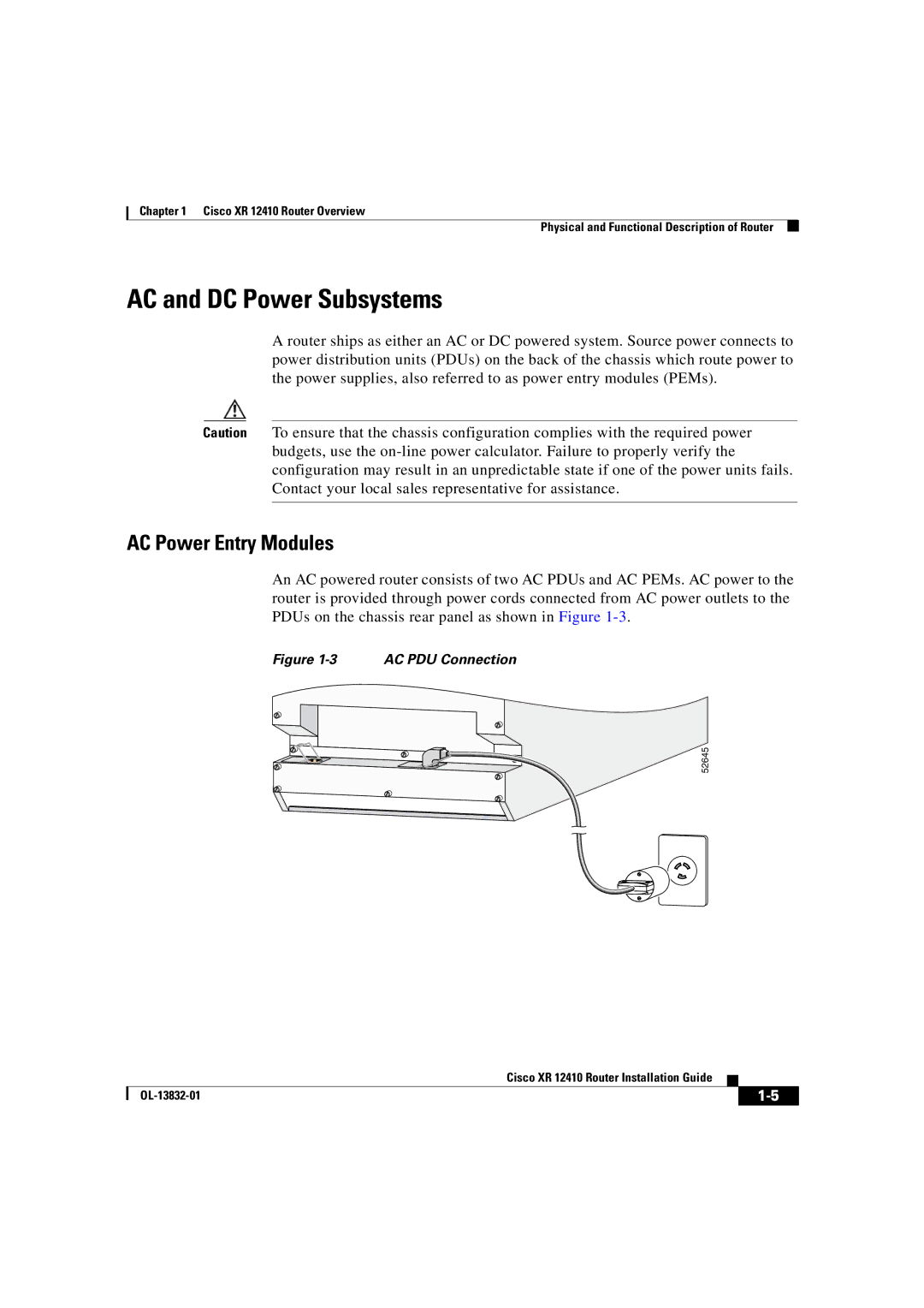 Cisco Systems XR 12410 manual AC and DC Power Subsystems, AC Power Entry Modules 