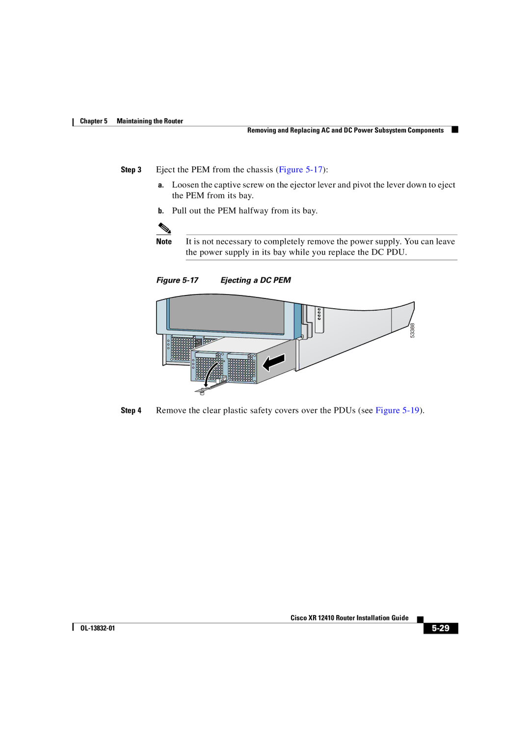 Cisco Systems XR 12410 manual Ejecting a DC PEM 