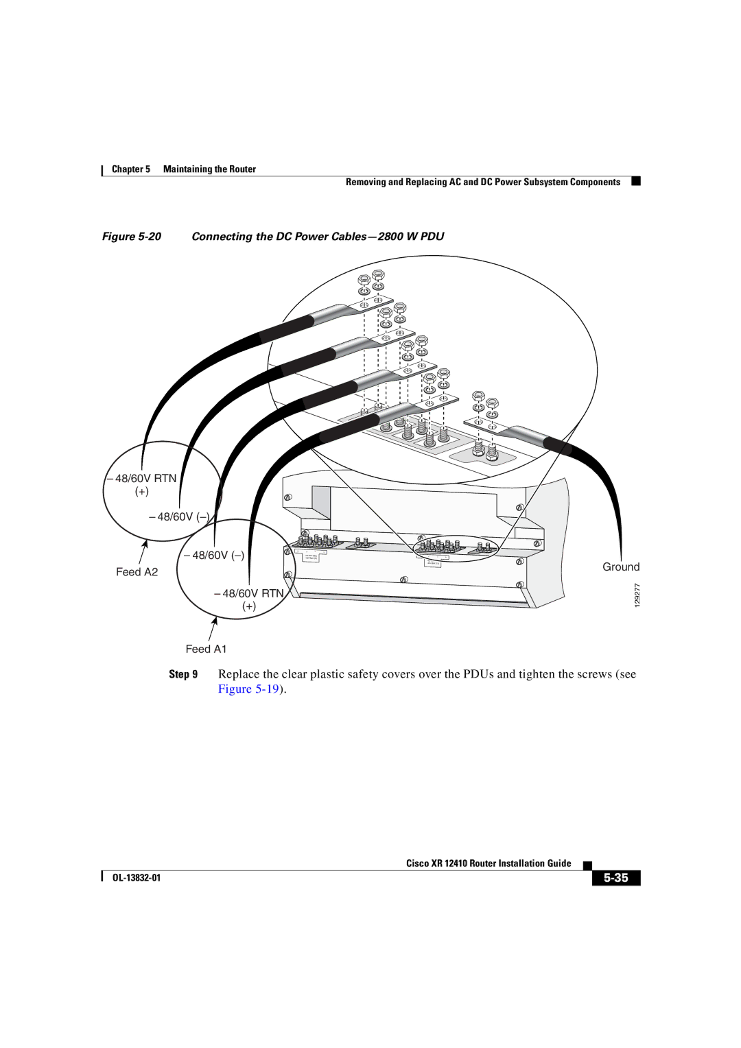 Cisco Systems XR 12410 manual Connecting the DC Power Cables-2800 W PDU 