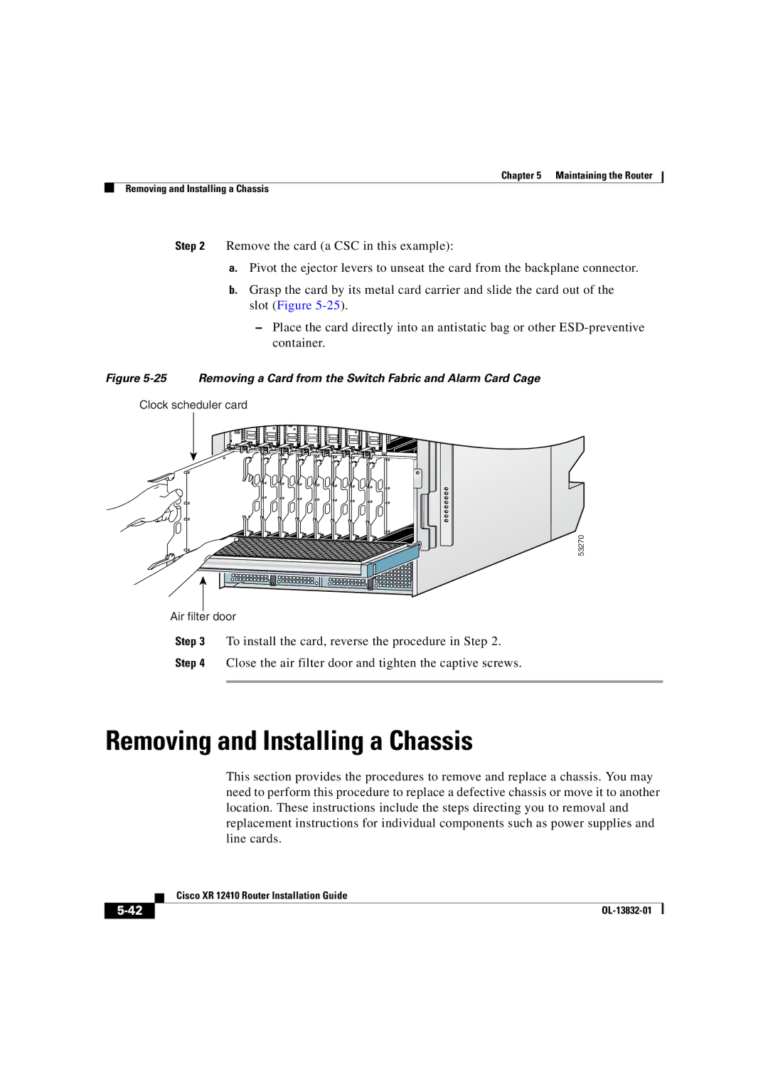 Cisco Systems XR 12410 manual Removing and Installing a Chassis 