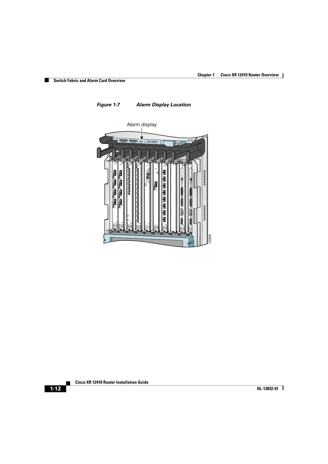 Cisco Systems XR 12410 manual Alarm Display Location 