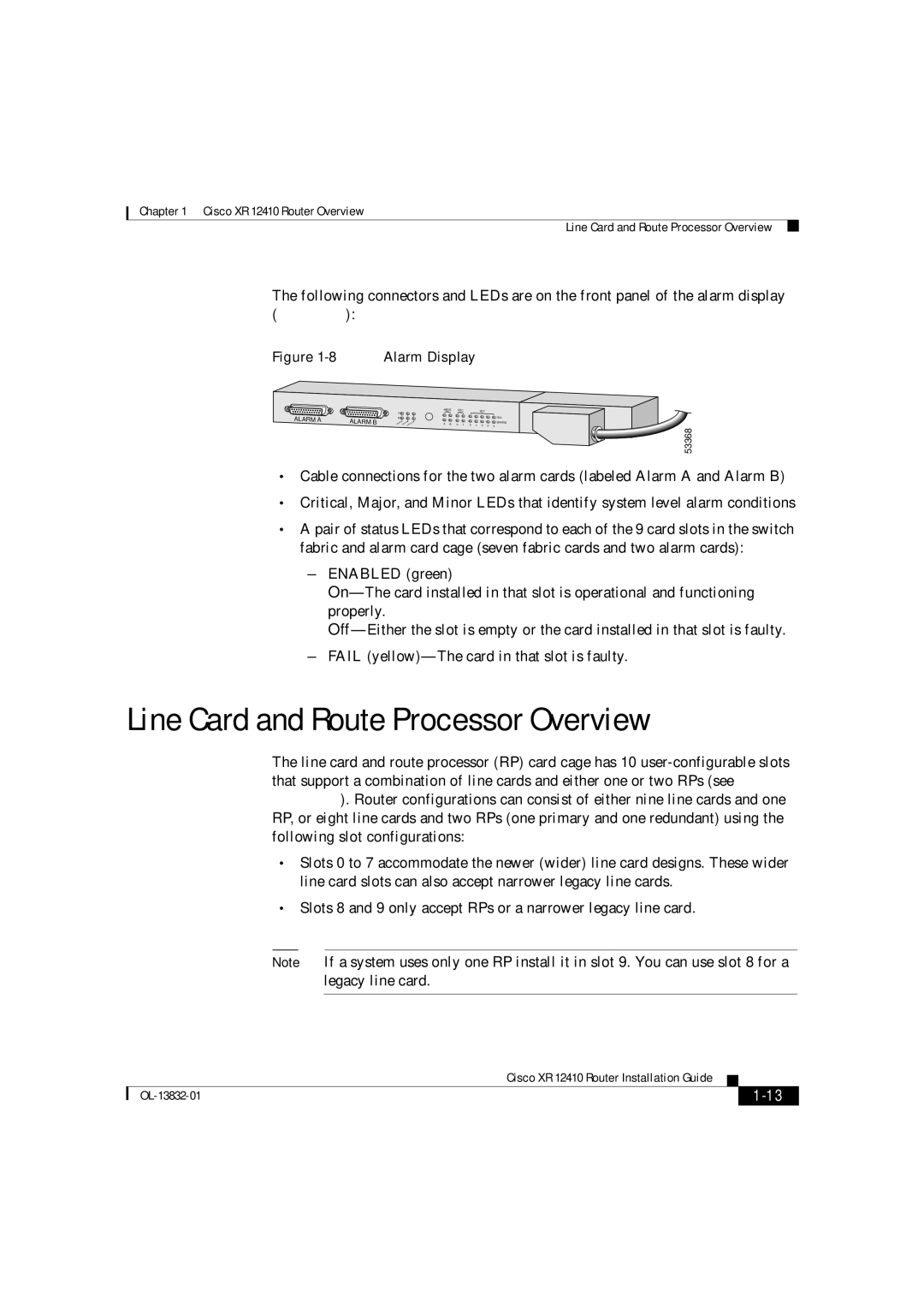 Cisco Systems XR 12410 manual Line Card and Route Processor Overview 