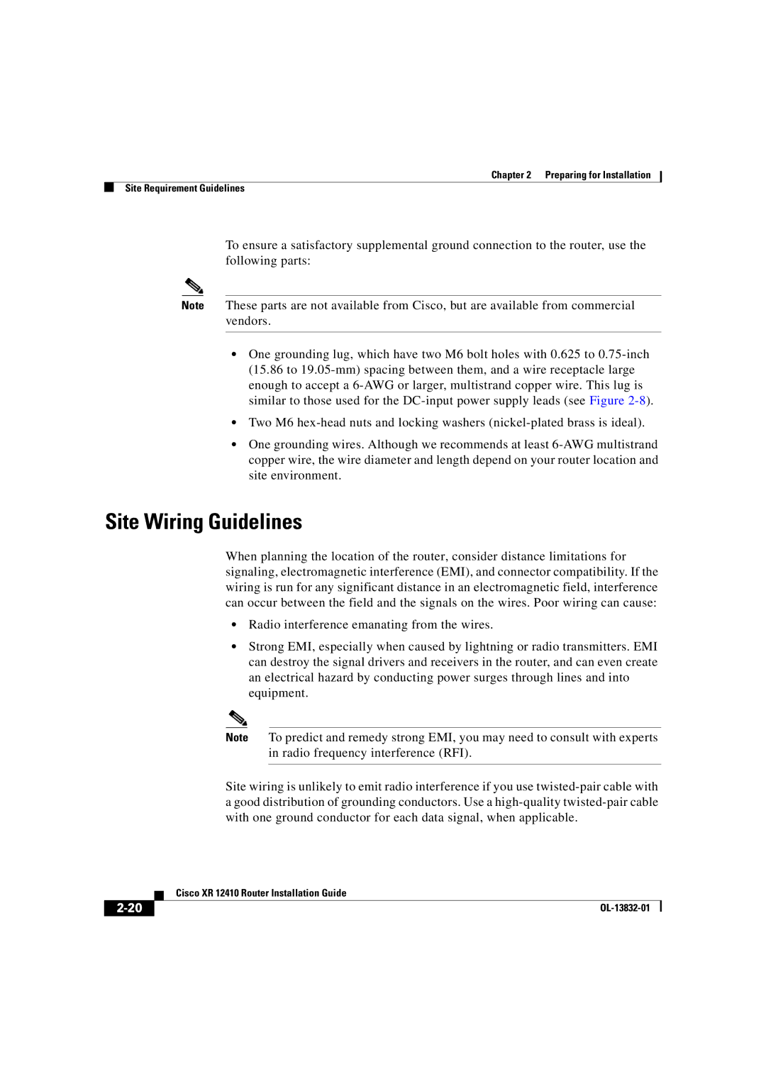 Cisco Systems XR 12410 manual Site Wiring Guidelines 