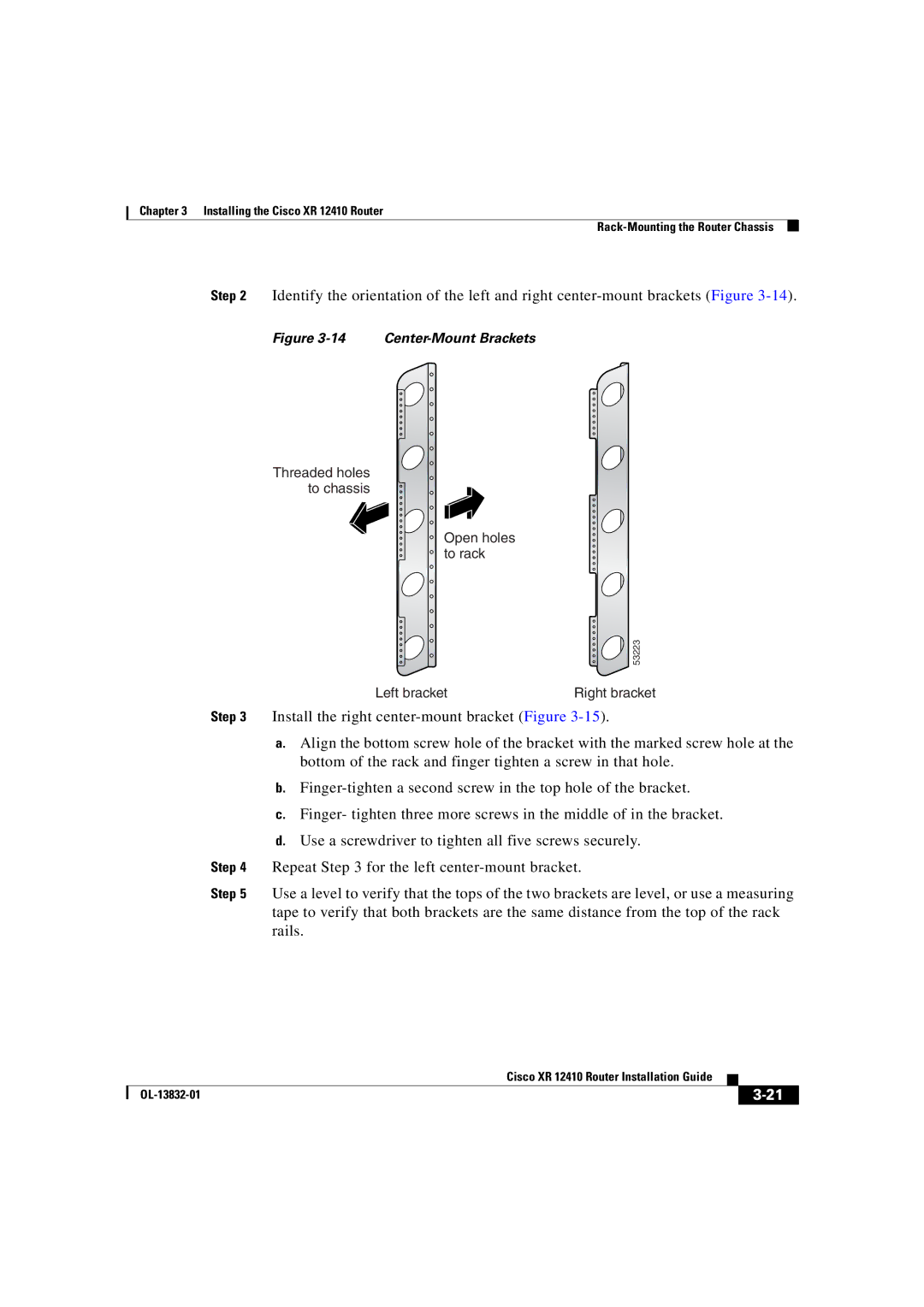 Cisco Systems XR 12410 manual Center-Mount Brackets 