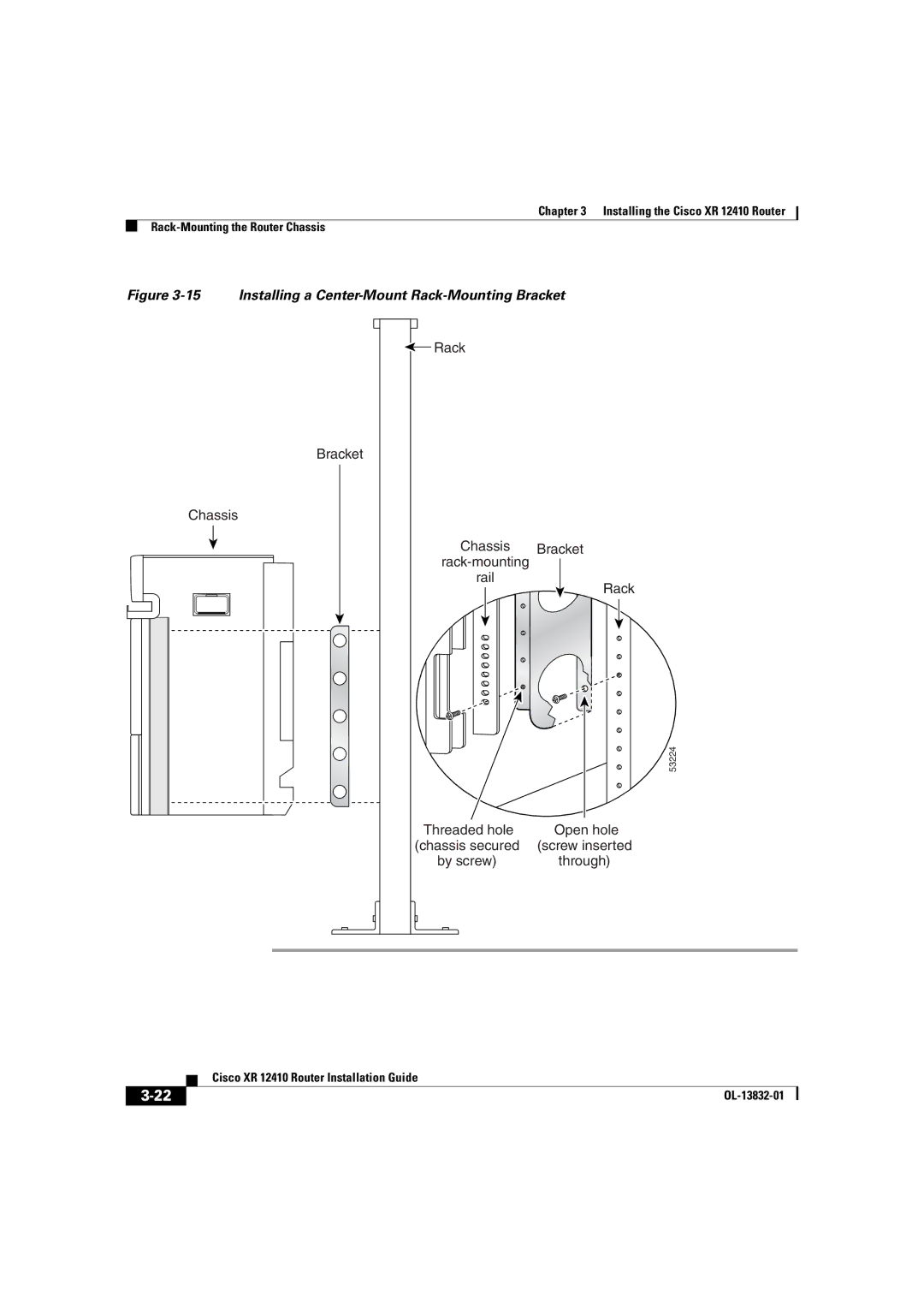 Cisco Systems XR 12410 manual Installing a Center-Mount Rack-Mounting Bracket 