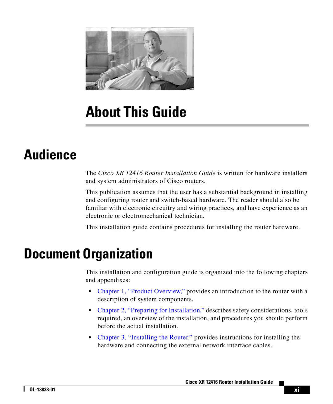 Cisco Systems XR 12416 appendix Audience, Document Organization 