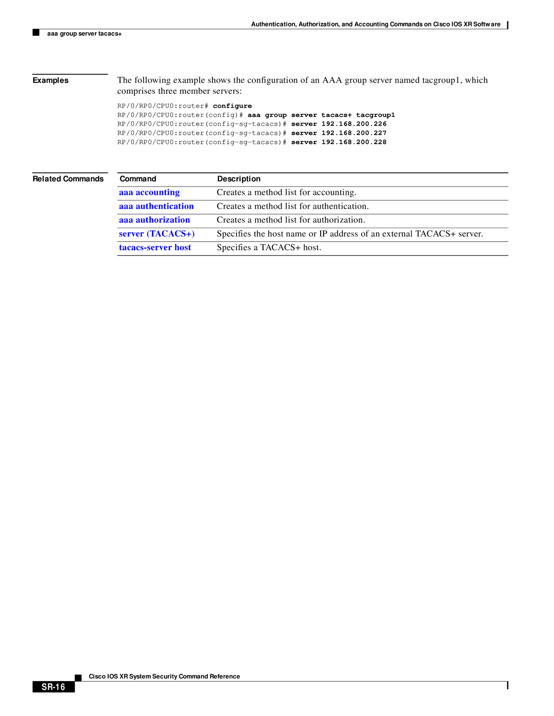 Cisco Systems XR manual SR-16 