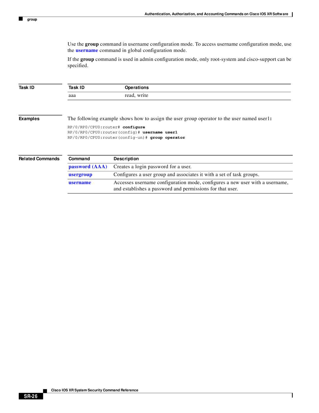 Cisco Systems XR manual Task ID Examples, SR-26 