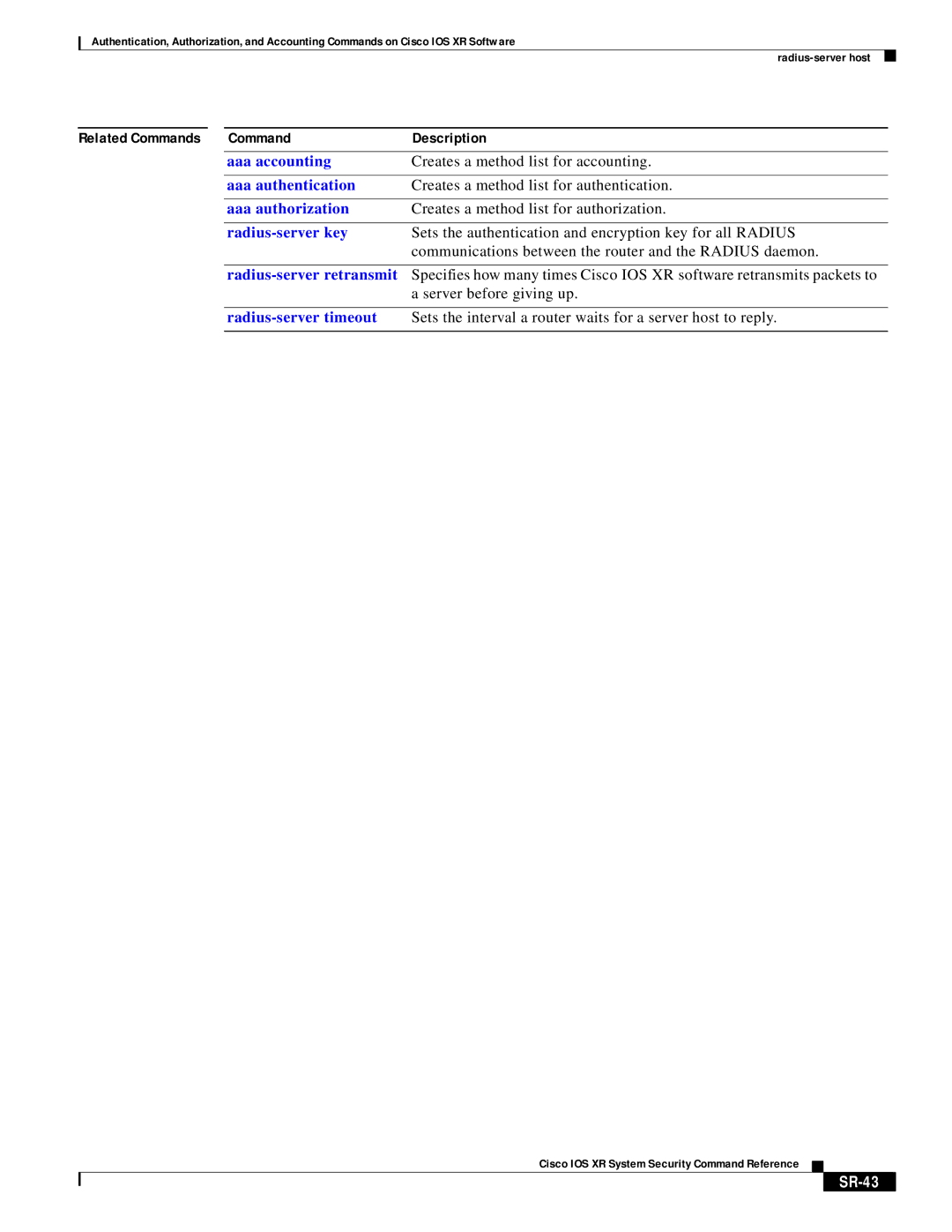 Cisco Systems XR manual SR-43 