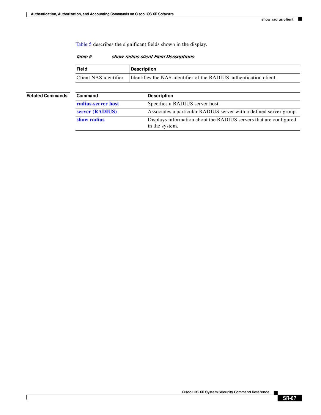 Cisco Systems XR manual SR-67 