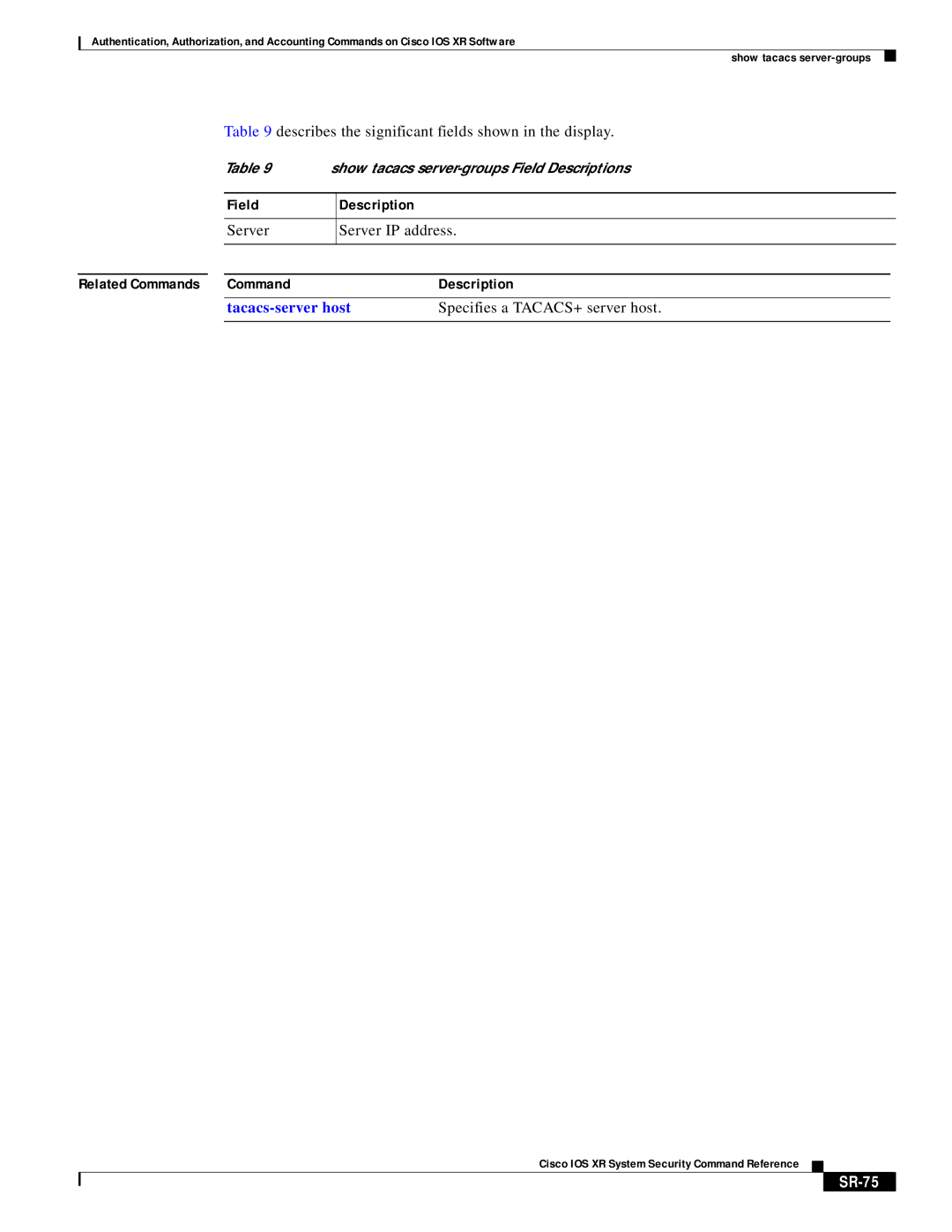 Cisco Systems XR manual SR-75 