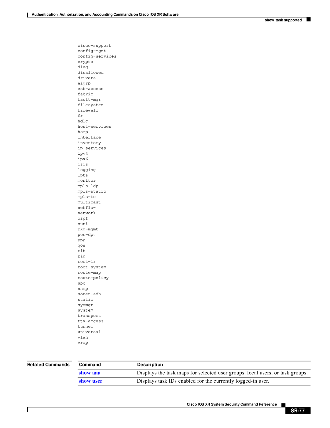 Cisco Systems XR manual SR-77, Ouni pkg-mgmt pos-dpt ppp 