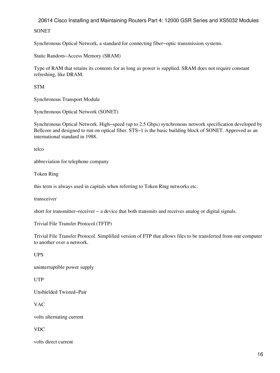 Cisco Systems XS5032, 12000 GSR manual Sonet, Stm, Ups, Utp, Vac, Vdc 