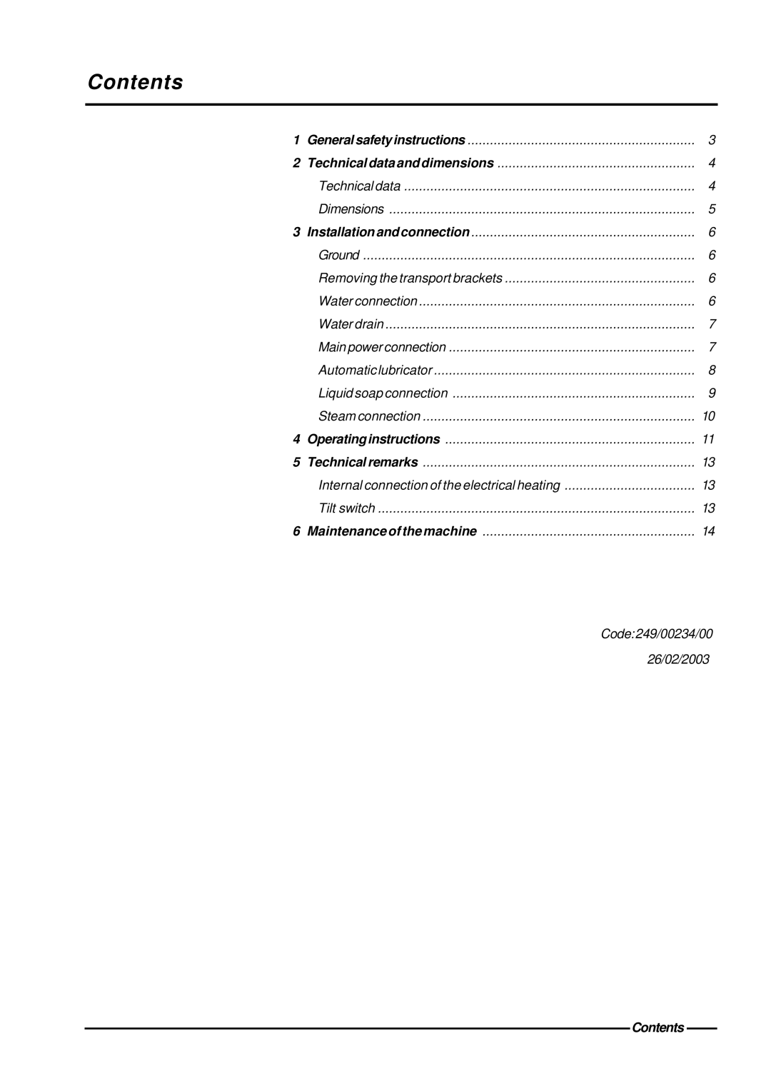 Cissell HF455, HF575 manual Contents 