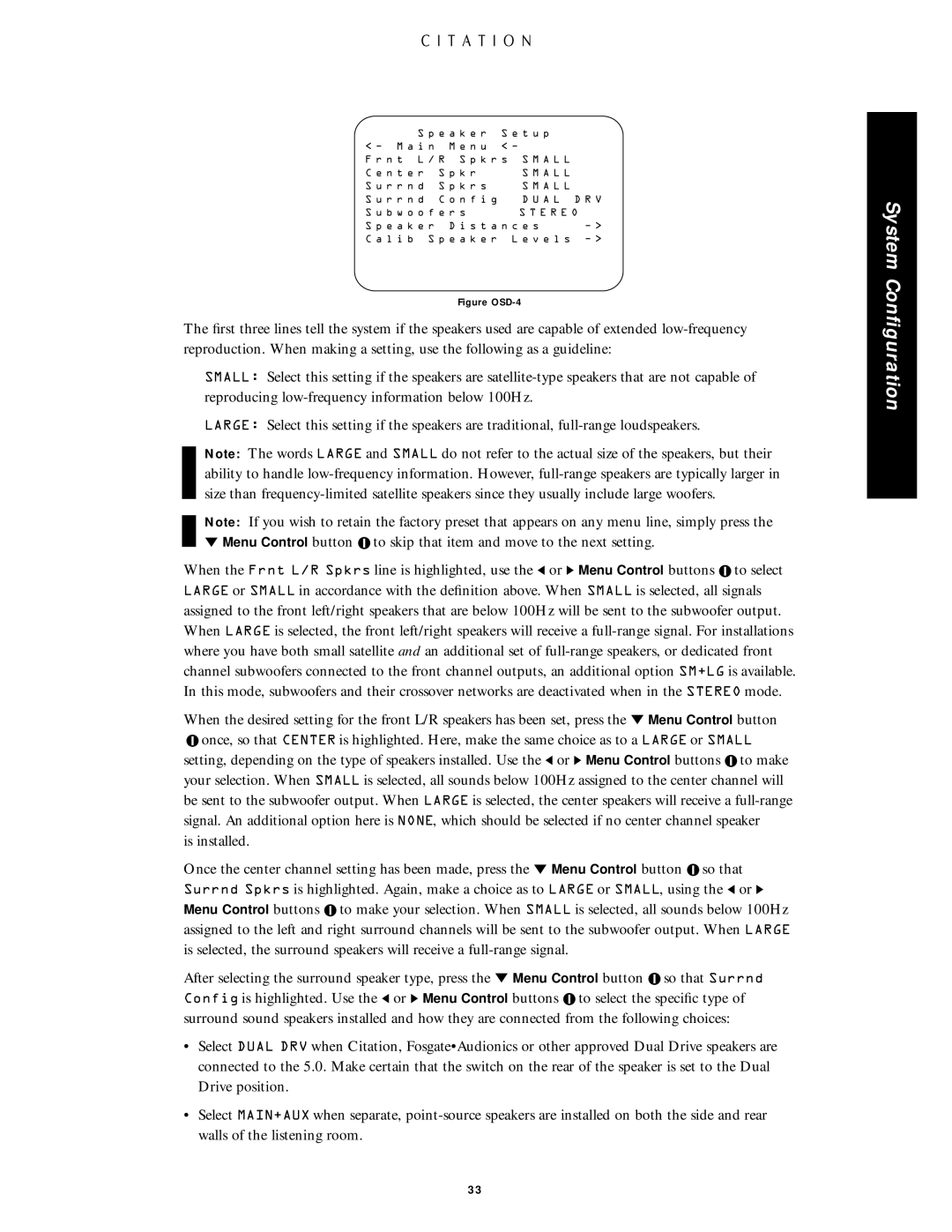 Citation Stereo Receiver owner manual Figure OSD-4 