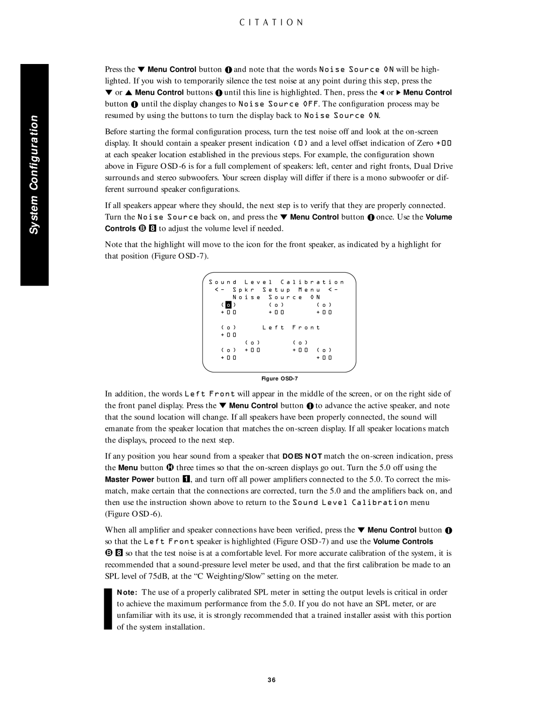 Citation Stereo Receiver owner manual Figure OSD-7 