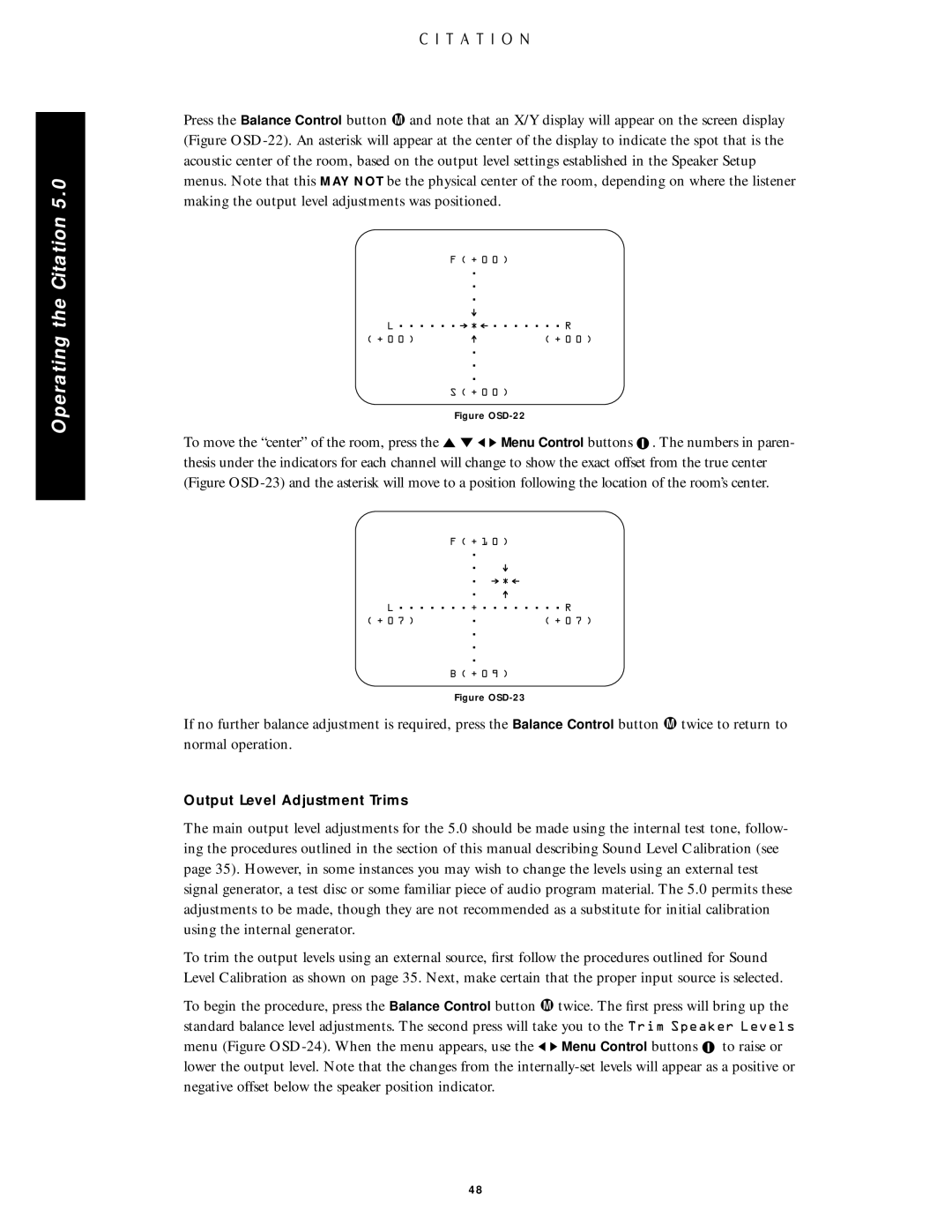 Citation Stereo Receiver owner manual Output Level Adjustment Trims 