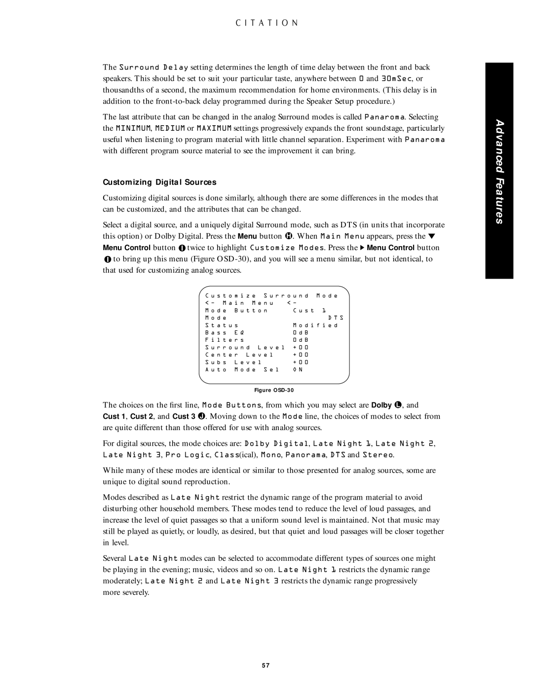 Citation Stereo Receiver owner manual Customizing Digital Sources 