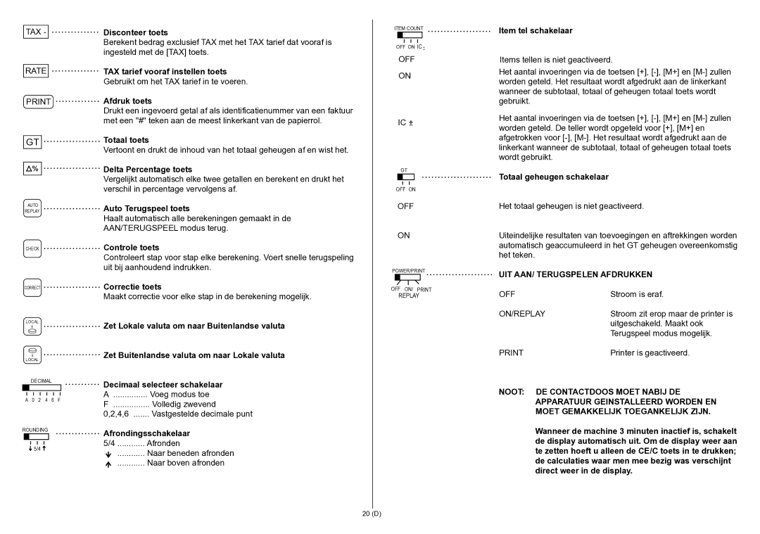 Citizen 350DPA instruction manual UIT AAN/ Terugspelen Afdrukken 