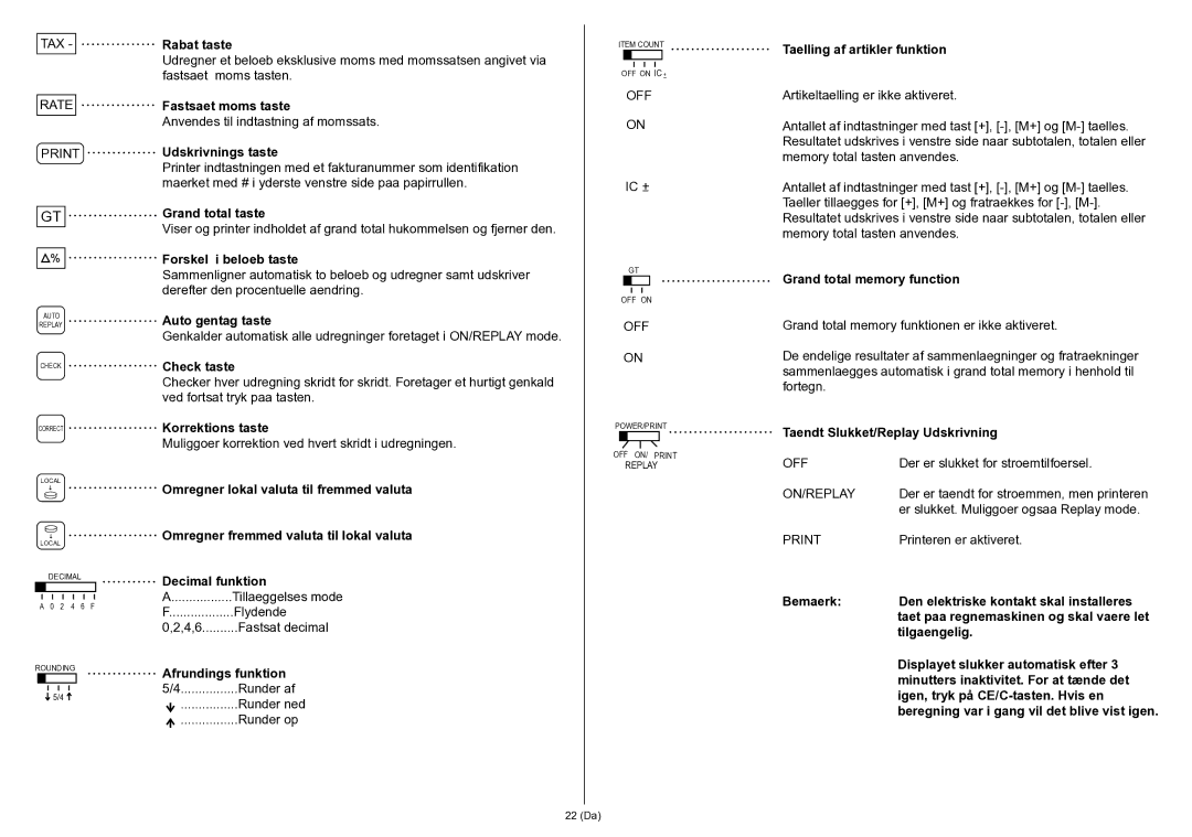 Citizen 350DPA instruction manual Off, On/Replay, Print 