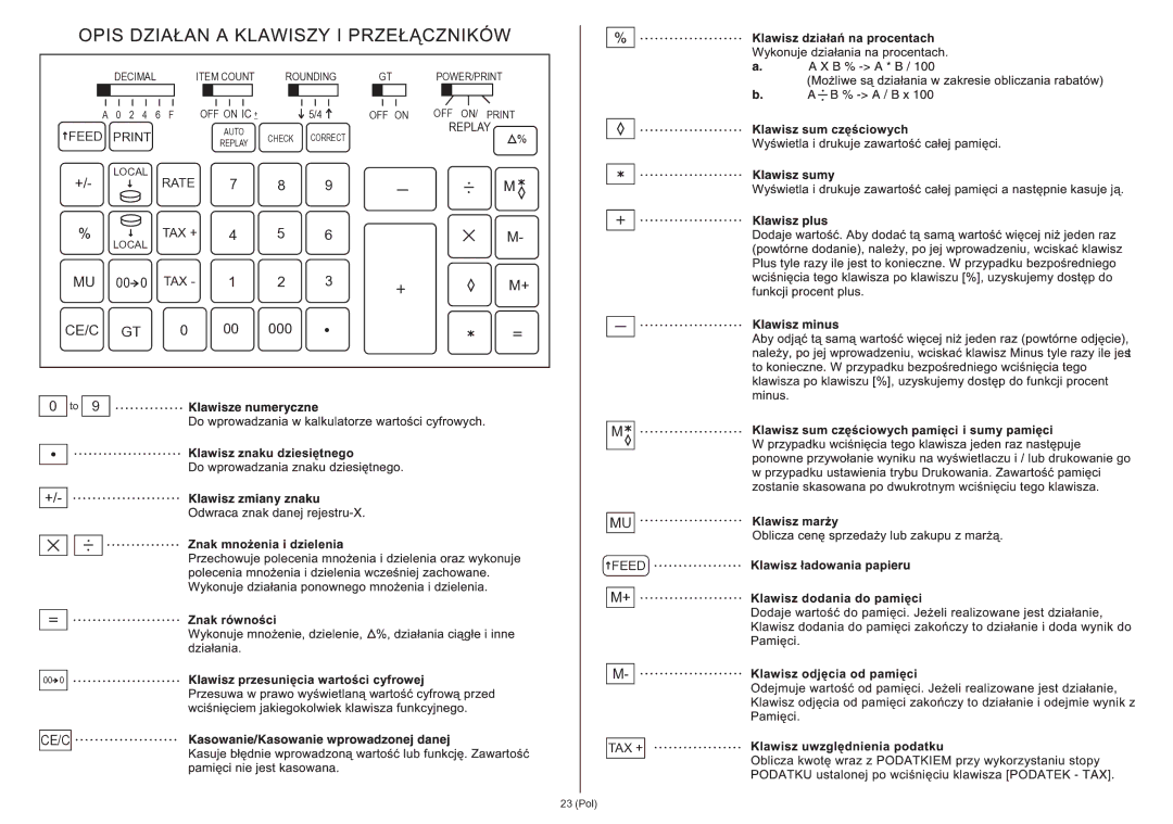 Citizen 350DPA instruction manual 23 Pol 