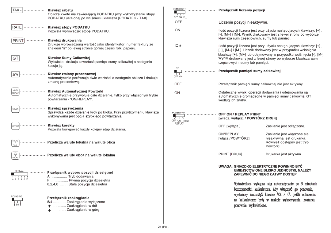 Citizen 350DPA instruction manual 24 Pol 