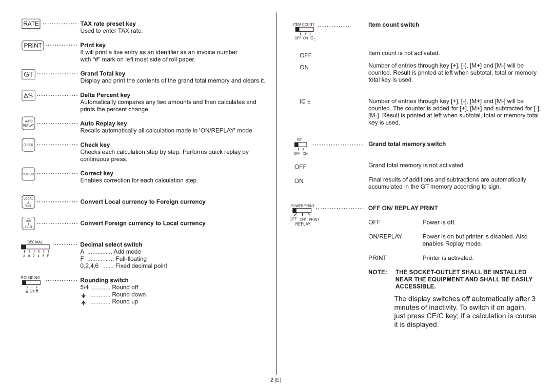 Citizen 350DPA instruction manual OFF ON/ Replay Print 