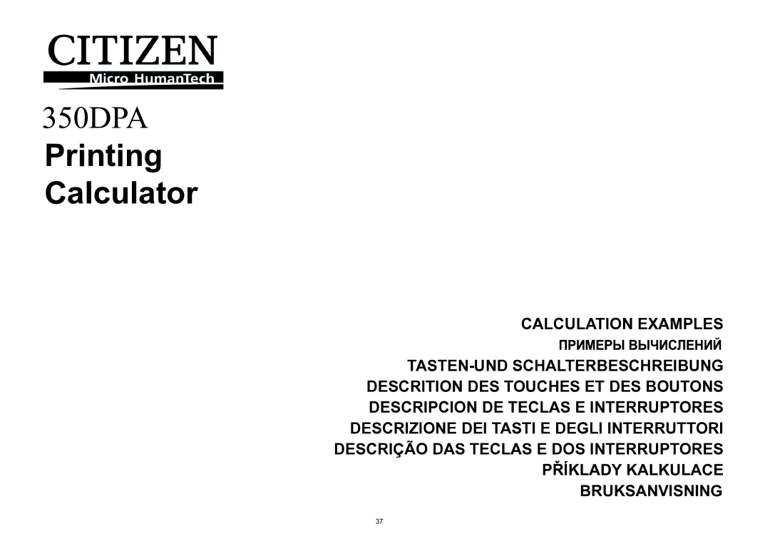 Citizen 350DPA instruction manual Printing Calculator 