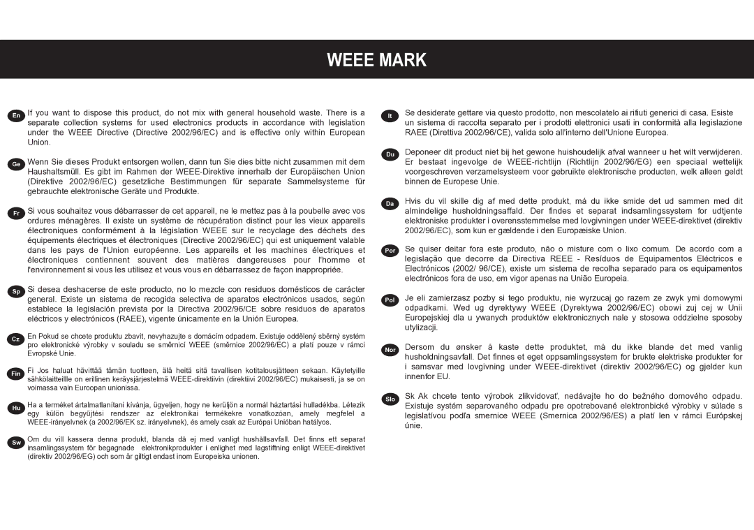 Citizen 350DPA instruction manual Weee Mark 