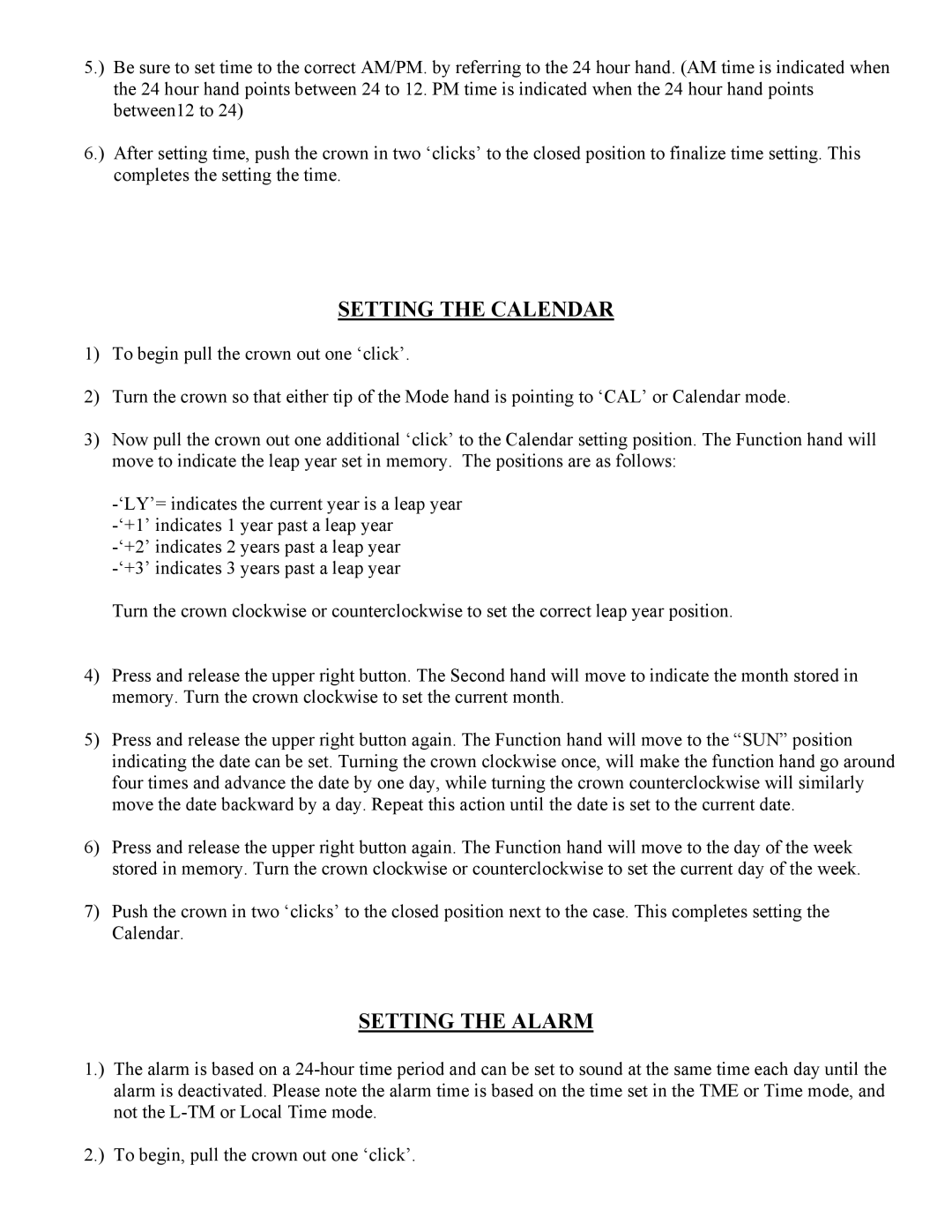 Citizen 8700 manual Setting the Calendar, Setting the Alarm 