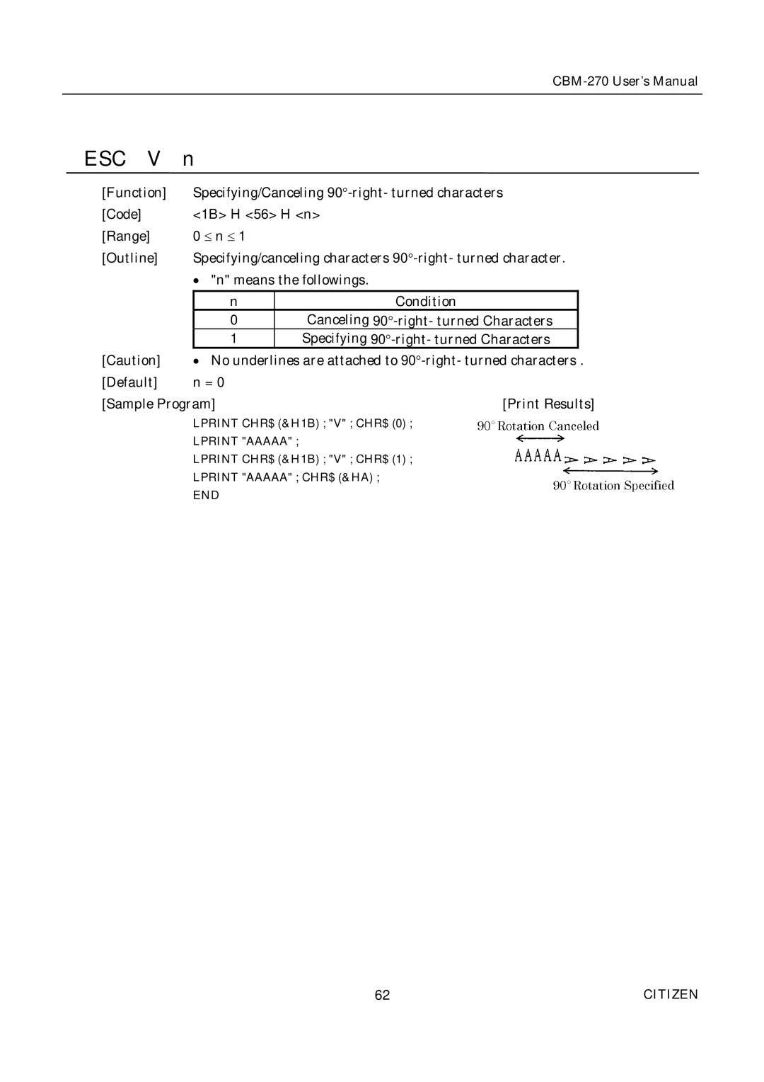 Citizen CBM-270 user manual Esc 