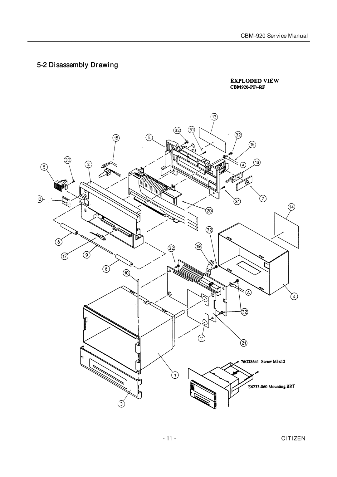 Citizen CBM-920 service manual Disassembly Drawing 