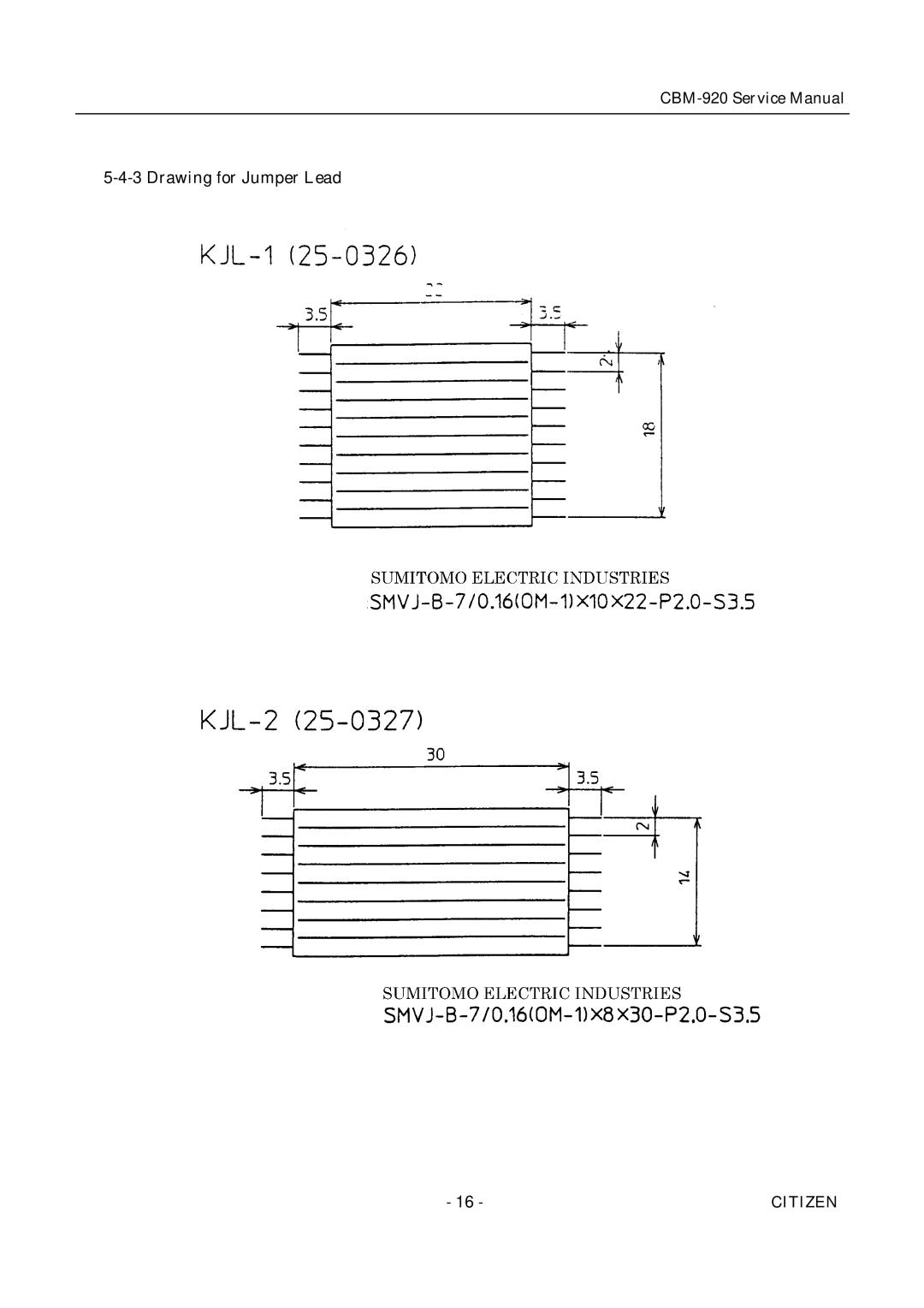 Citizen CBM-920 service manual Drawing for Jumper Lead 