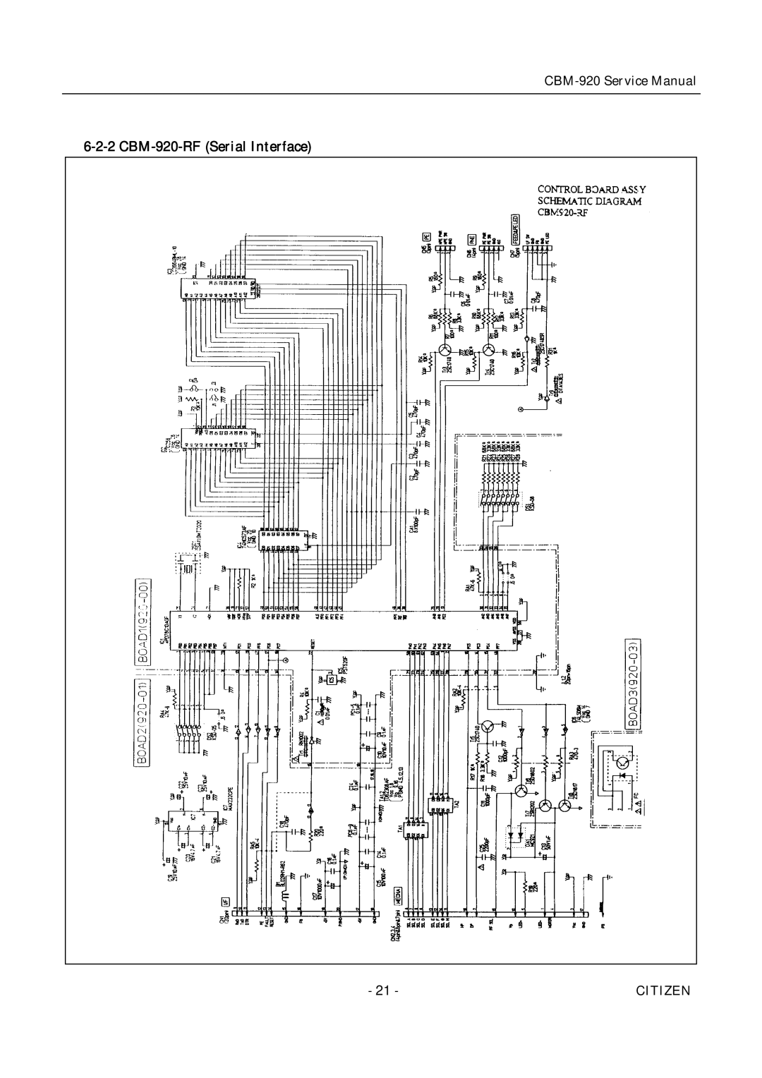 Citizen service manual CBM-920-RF Serial Interface 