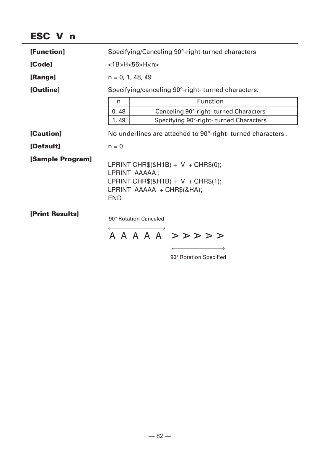 Citizen CBM1000 manual ESC V n, Default Sample Program 