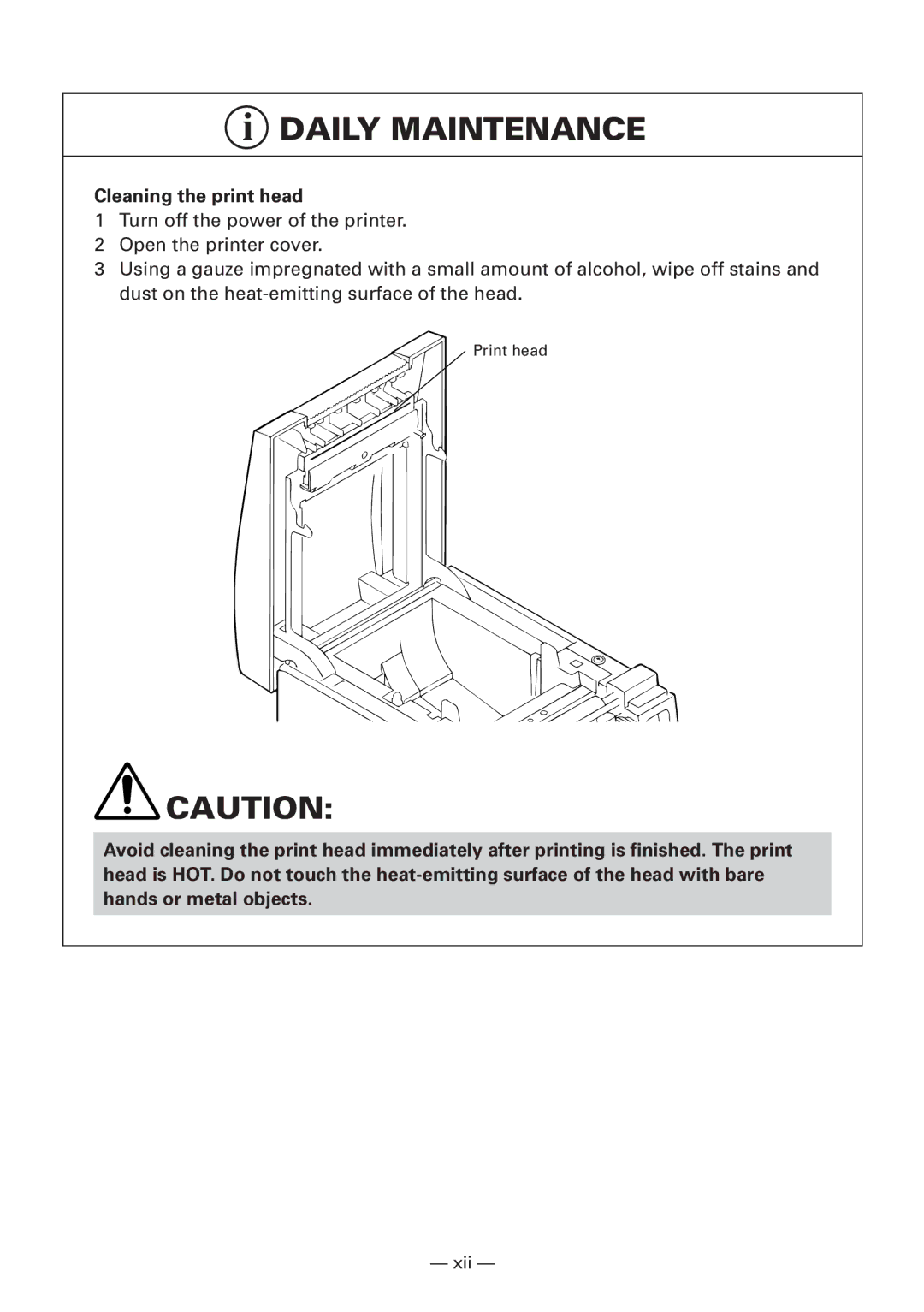 Citizen CBM1000 manual Cleaning the print head 