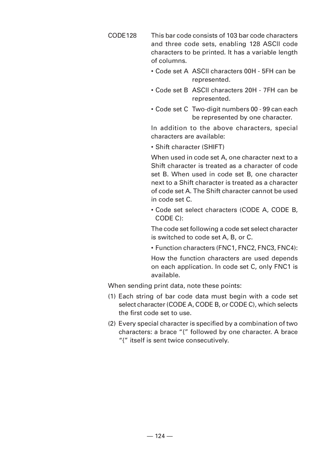 Citizen CBM1000 manual This bar code consists of 103 bar code characters 