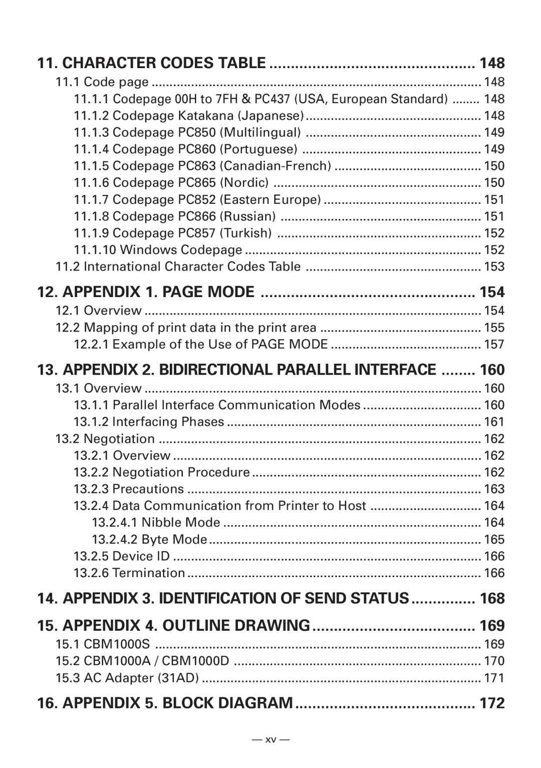 Citizen CBM1000 manual 148, 154, 160, 168, 169, 172 