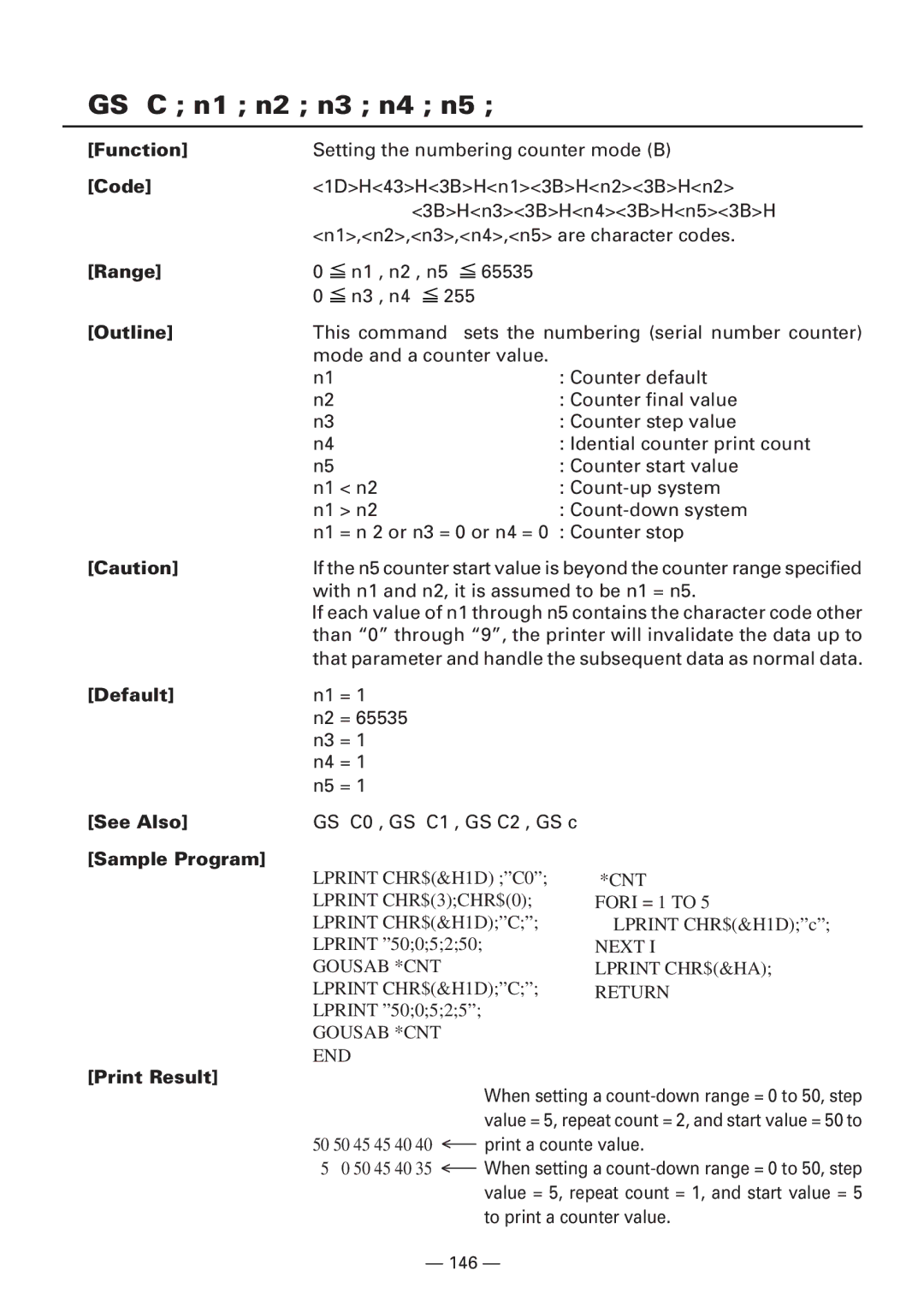 Citizen CBM1000 manual GS C n1 n2 n3 n4 n5 