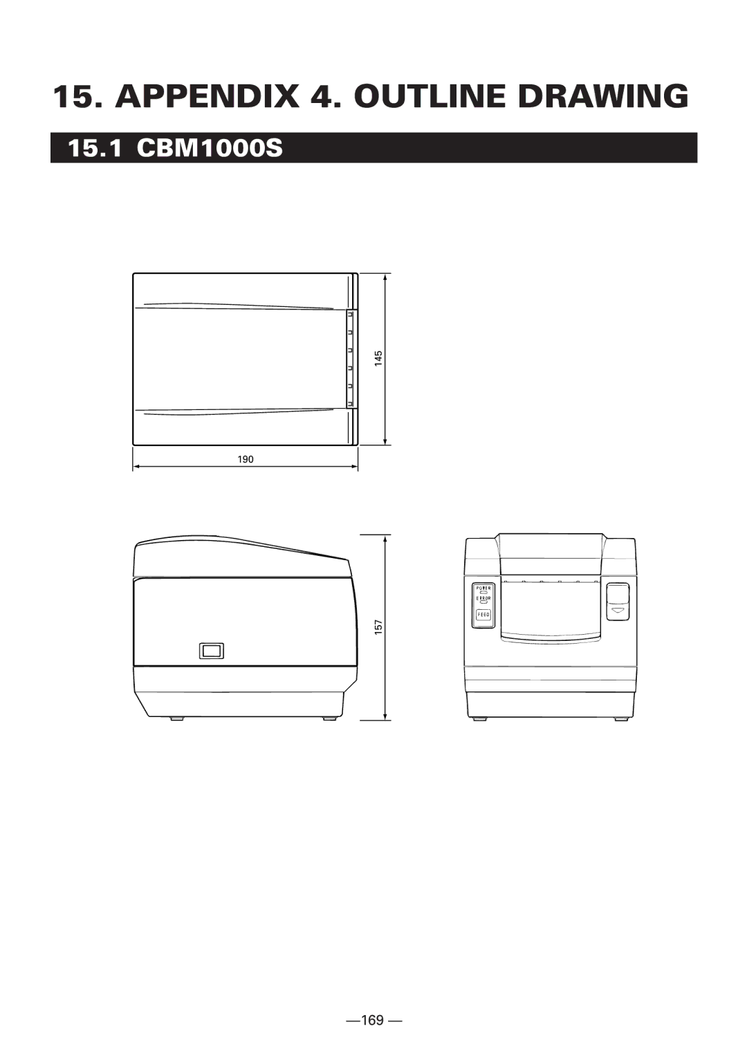 Citizen manual Appendix 4. Outline Drawing, 15.1 CBM1000S 