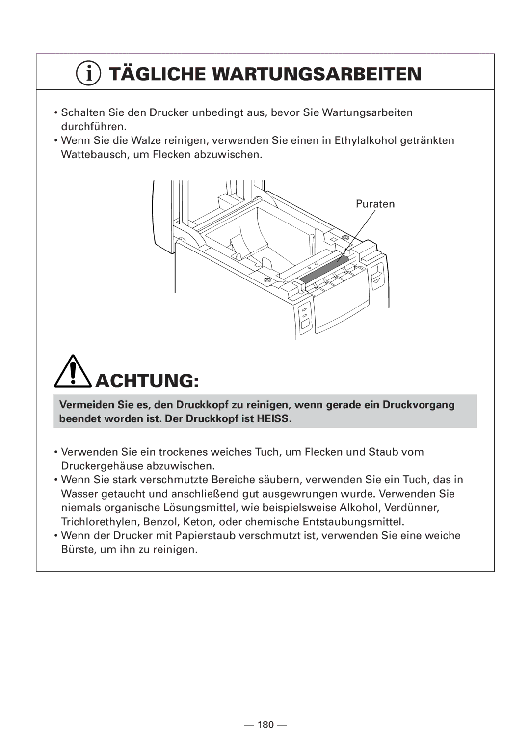 Citizen CBM1000 manual Tägliche Wartungsarbeiten 