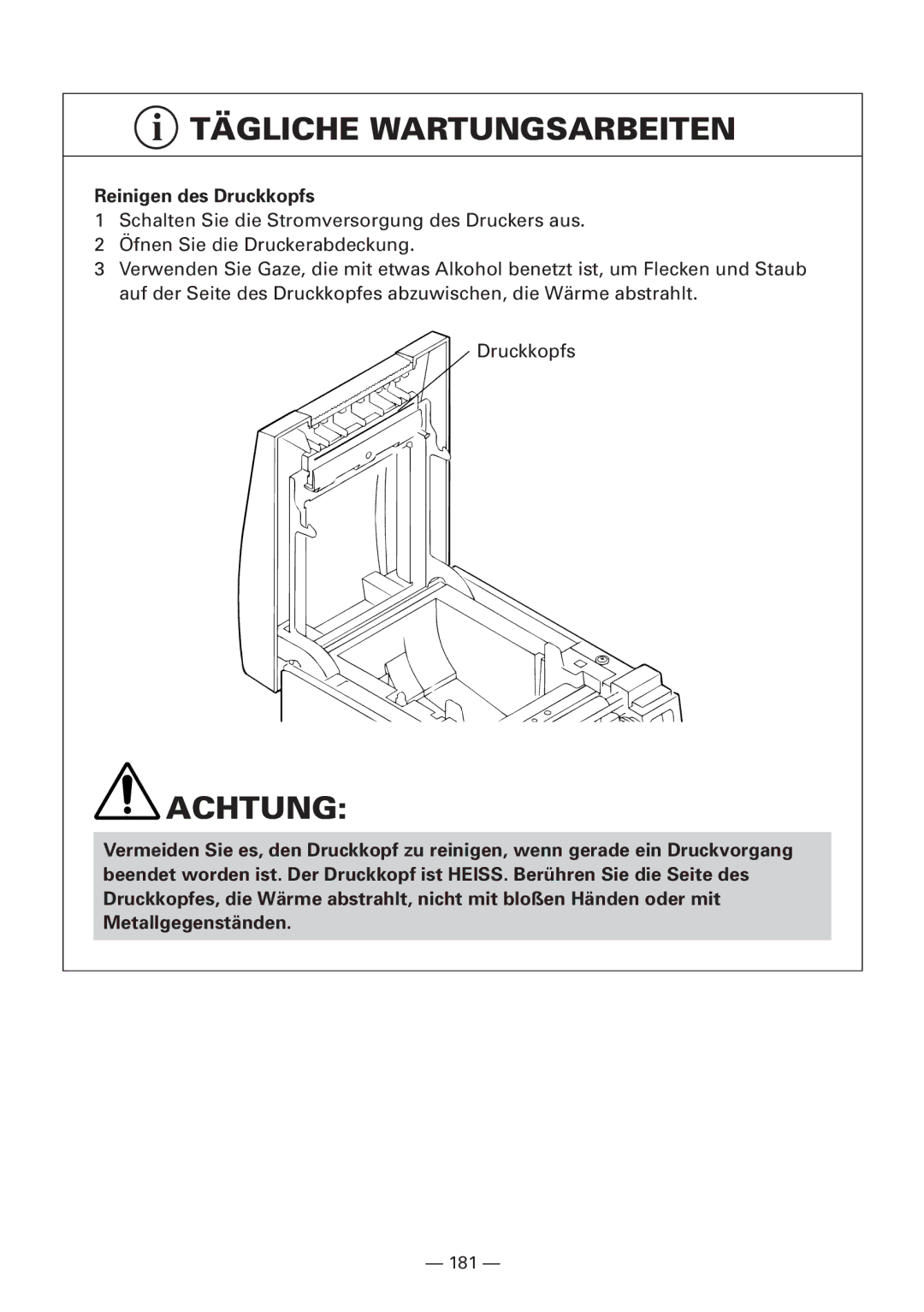 Citizen CBM1000 manual Reinigen des Druckkopfs 