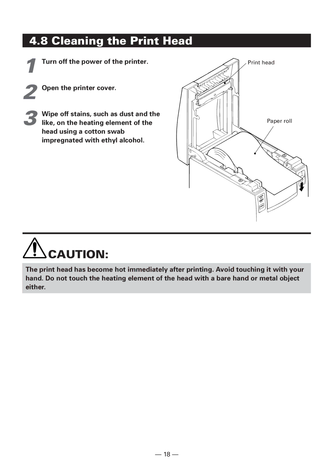 Citizen CBM1000 manual Cleaning the Print Head 