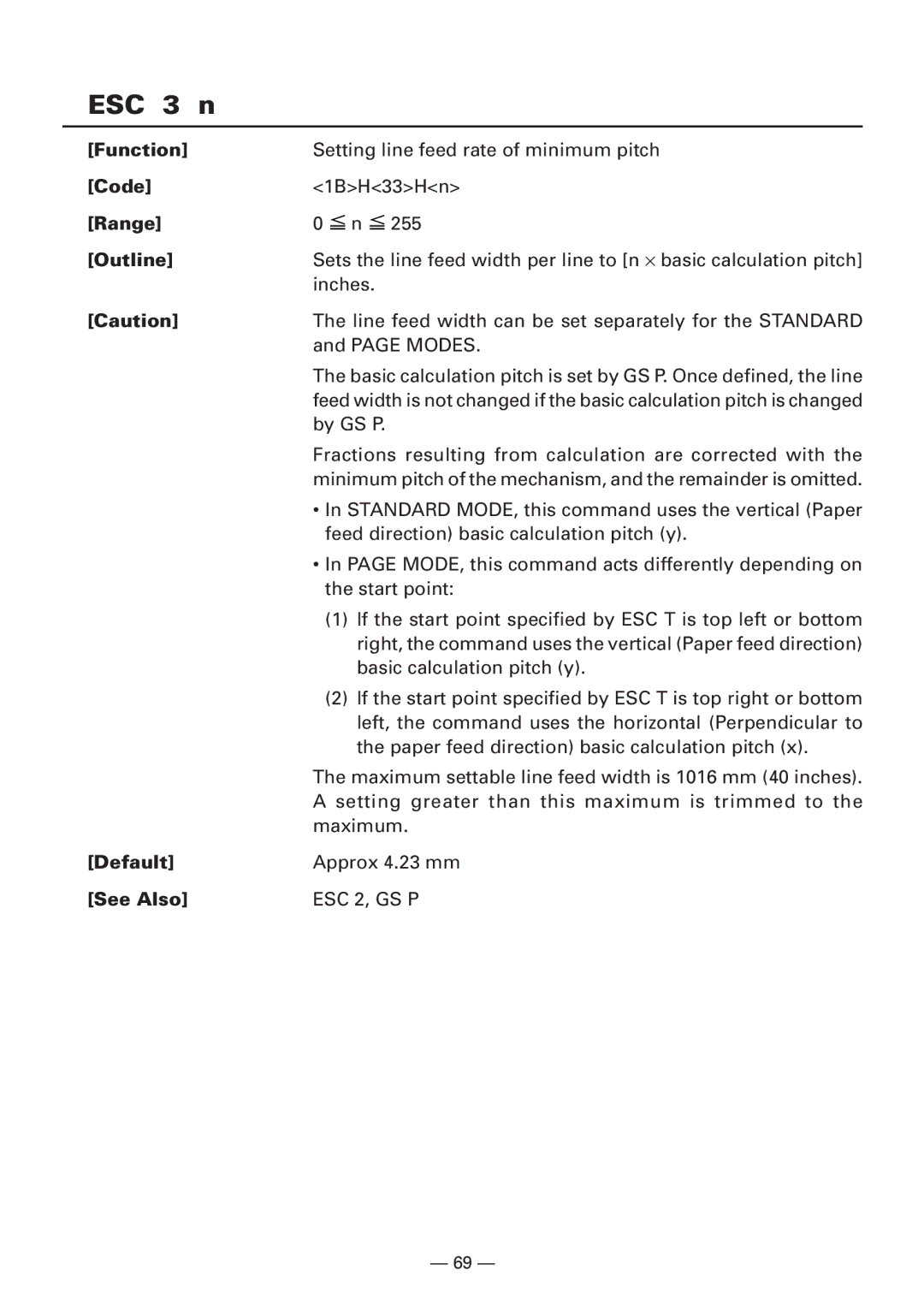 Citizen CBM1000 manual ESC 3 n, Default 