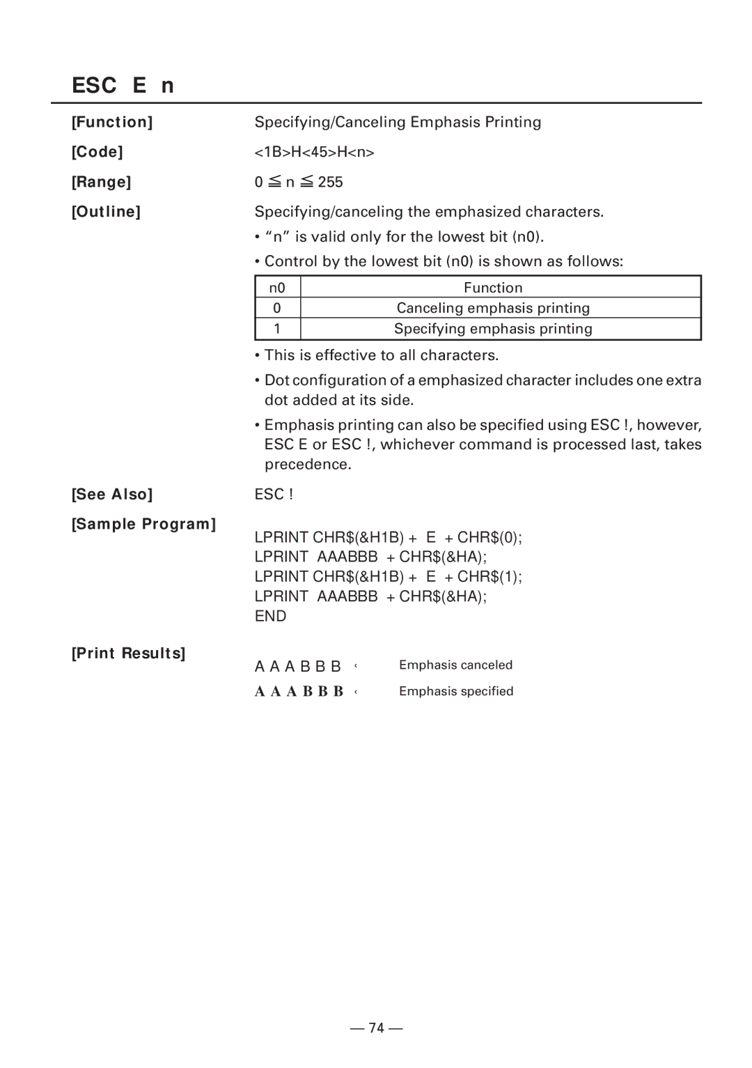 Citizen CBM1000 manual ESC E n, Range Outline 