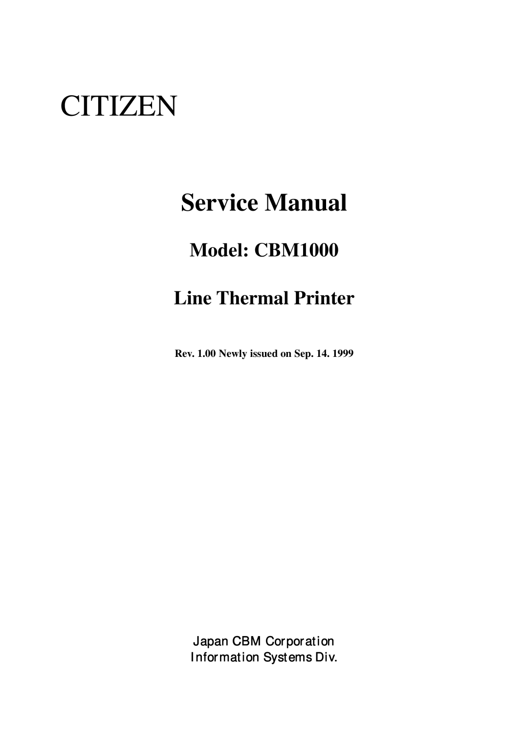 Citizen CBM1000 service manual Citizen 